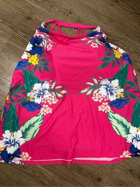 Cacique Hot Pink Floral Lined Swim Top